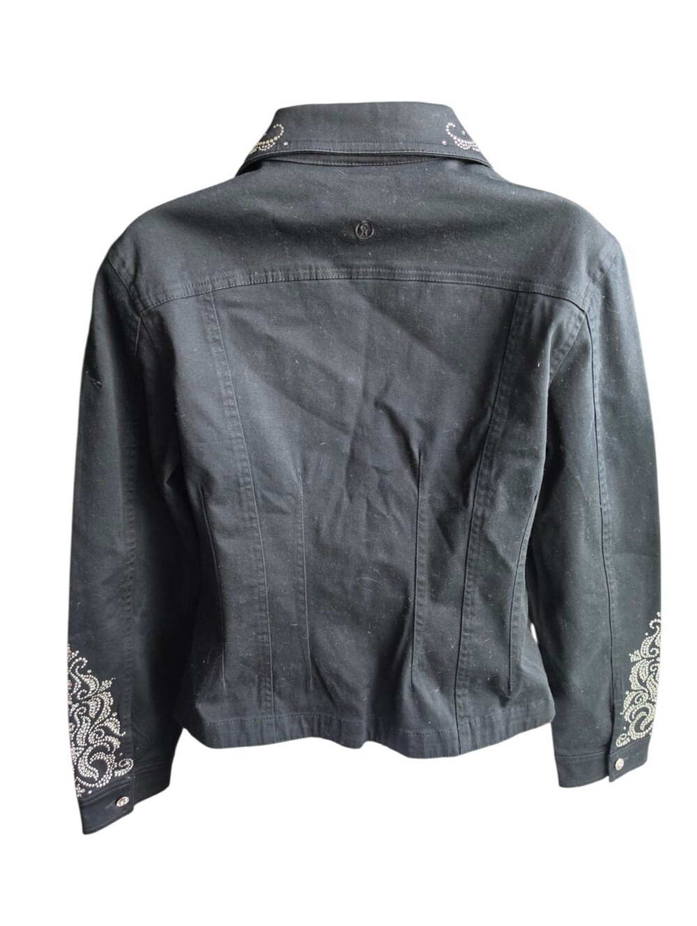 Christine Alexander Black Jacket Silver Nailhead Rhinestone Accent Size M - Picture 2 of 4